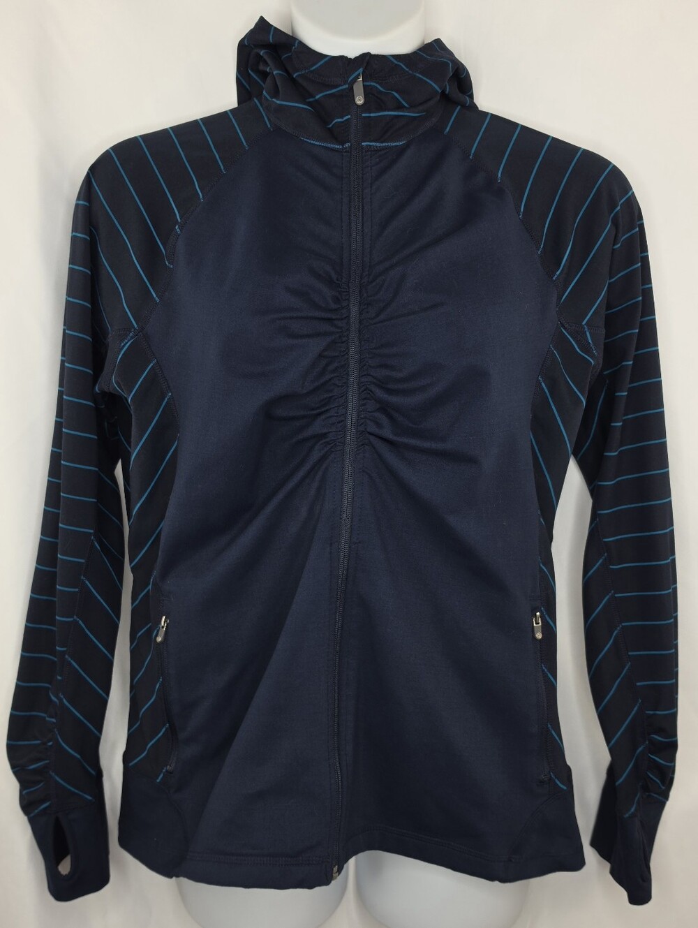 Lands' End Women's High Impact Full Zip Track Jacket Large (14-16) Blue 3047
